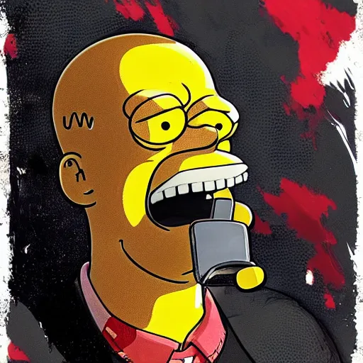 Prompt: highly detailed portrait of a Homer Simpson HeadHunterz ((HeadHunterz)) by Akihiko Yoshida, Greg Tocchini, Greg Rutkowski, Cliff Chiang, 4k resolution, persona 5 inspired, hardstyle music inspiration