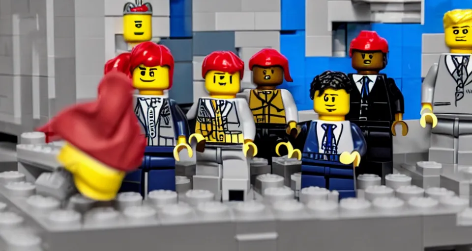 Prompt: The FBI raid, FBI agents arrested Donald Trump brand Lego Set