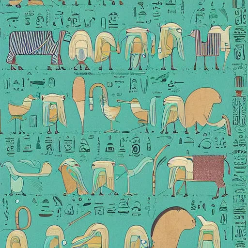 Image similar to illustration of to pout, in colors egyptian # 1 1 3 4 a 6, maya # 7 3 c 2 fb, cornflower # 6 6 9 3 fs, mint 9 8 fb 9 8, pine # 0 1 7 9 6 f, by studio multi and victo ngai