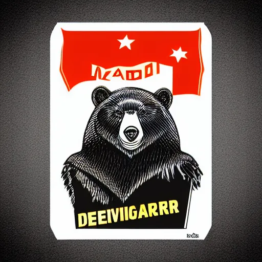 Image similar to Propaganda poster of a dictator bear, sticker, highly detailed, colorful, illustration, drama, smooth and clean vector curves, no jagged lines, vector art, smooth