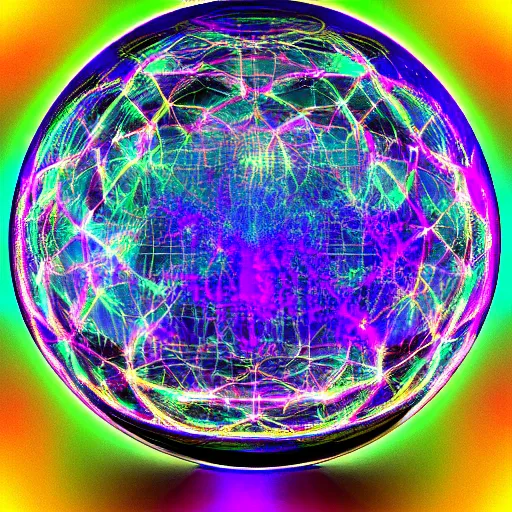 Image similar to psychonautist in a crystal sphere, digital painting, award winning, volumetric lighting