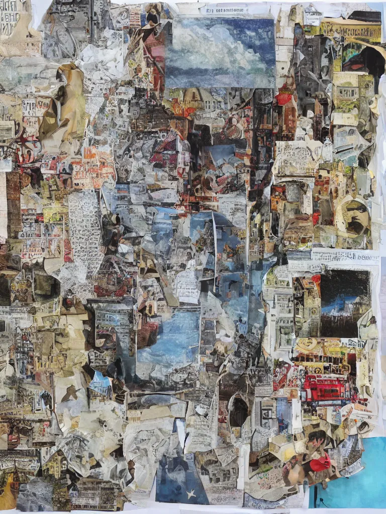 Image similar to mixed media collage depicting travelling through europe