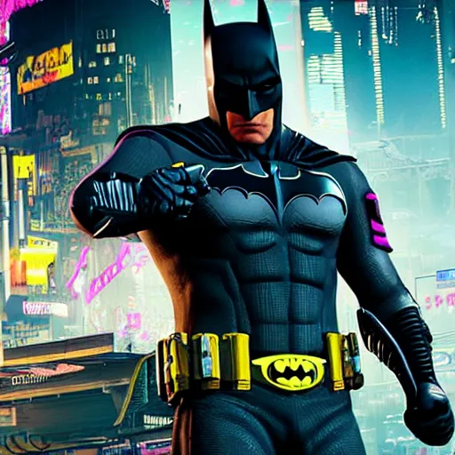 Prompt: Batman in Cyberpunk 2077