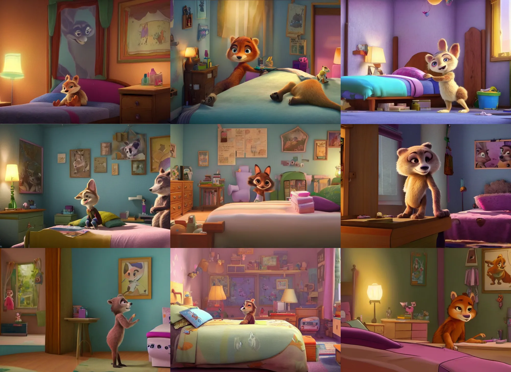 Prompt: a scene of a girl bear in her room, zootopia 2