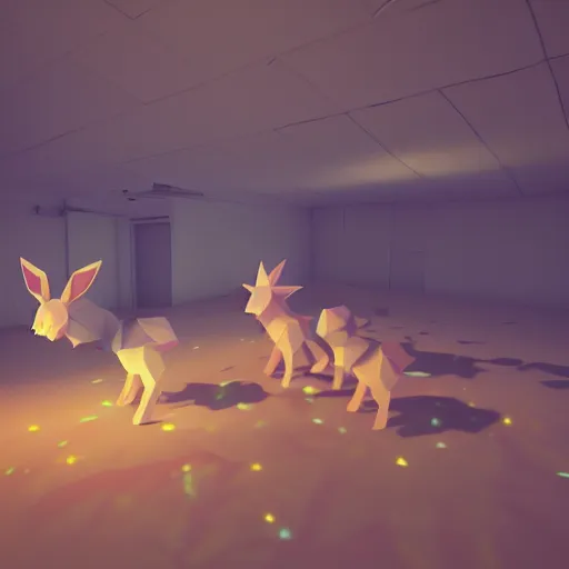 Prompt: eevee, volumetric lighting, low poly, cute