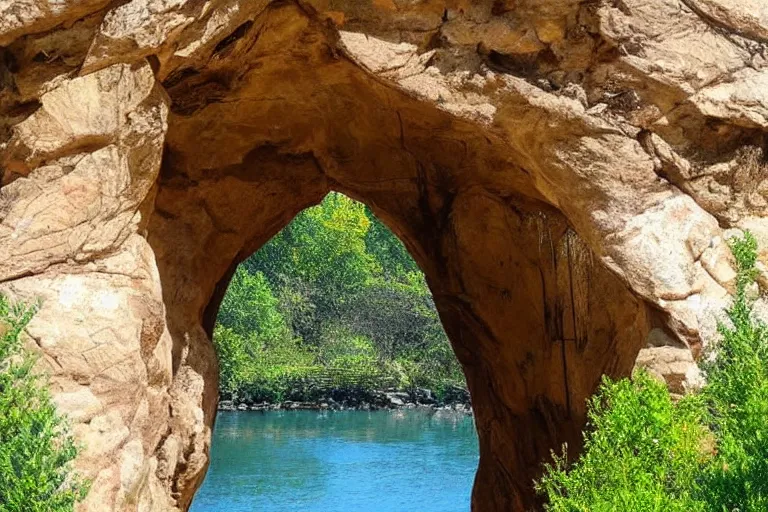 Image similar to 📷 A beautiful looking nature scene seen through an natural arch of stone ✨