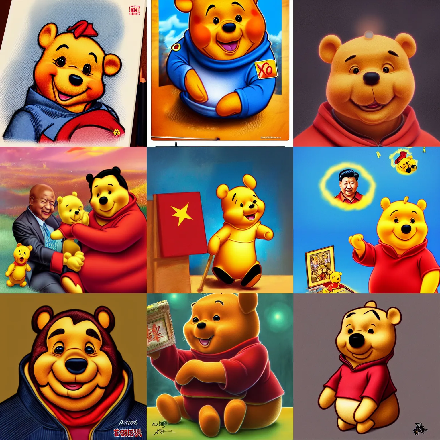 Prompt: portrait of xi jinping as winnie the pooh by artgerm