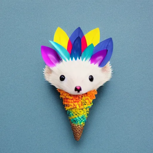 Prompt: a hedgehog made of unicorn horns