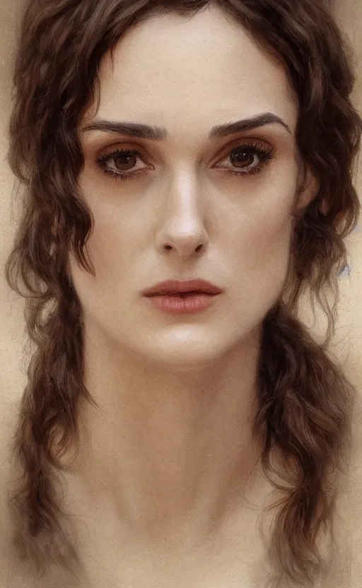 Prompt: portrait en buste winona ryder, kiera knightly, traditional corsican, intricate, highly detailed, artstation, illustration, jurgens, rutkowski, bouguereau