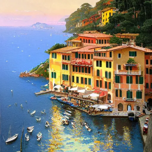 Prompt: portofino italy geog darrow greg rutkowski