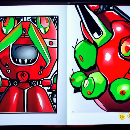 Prompt: intricate design of fruit robot by go nagai, gundam