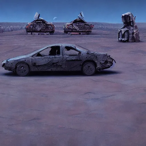 Prompt: a giant spaceship smashed to pieces in the new mexico desert, government agent campsite and cars, beksinski, wayne barlowe, very coherent symmetrical artwork, cinematic, hyper realism, high detail, octane render, 8 k