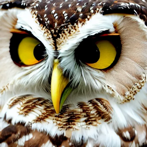 Image similar to extremely detailed cartoon owl looking directly into camera