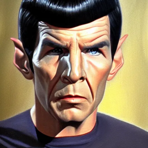 Image similar to mr spock from star trek the original series. realistic concept art painting,