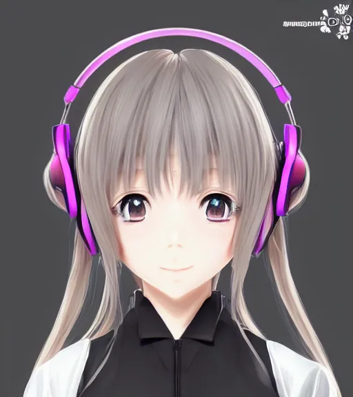 Prompt: squareenix style 3d anime girl wearing headphone listening to amplifier trending on pixiv skeb artstation photo portrait Miyazaki style