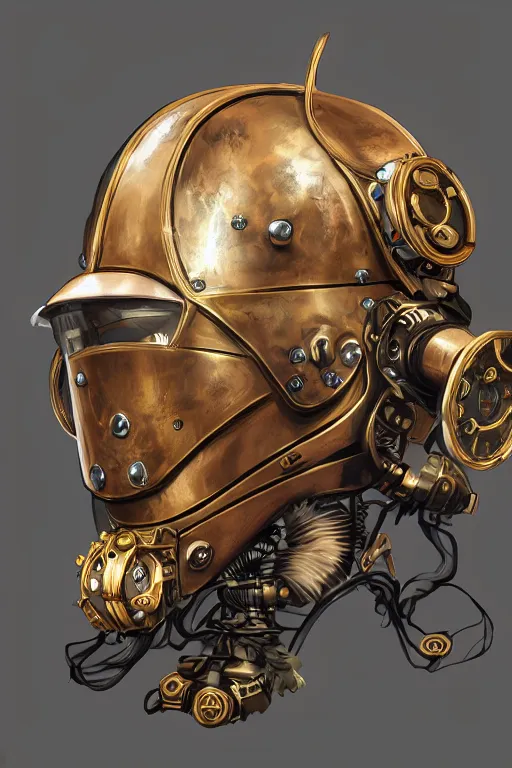 Image similar to steampunk helmet fantasy art mask robot ninja stylized digital illustration sharp focus, elegant intricate digital painting artstation concept art global illumination ray tracing advanced technology chaykin howard and campionpascale and cooke darwyn and davis jack