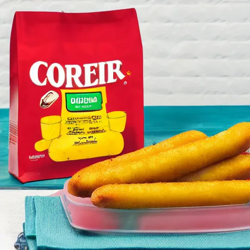 Prompt: advertisement for corndog dinner meal kits