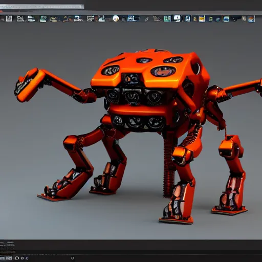 Image similar to hexapod robot beast, convex, kitbashing, robot, unreal engine, 4 k