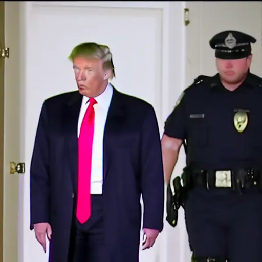 Prompt: Newscast still of Donald Trump being arrested at mar-a-lago,4k