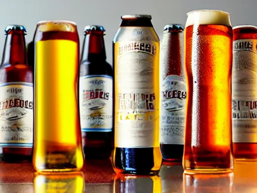 Prompt: professional quality stock photography of beautifully displayed beer