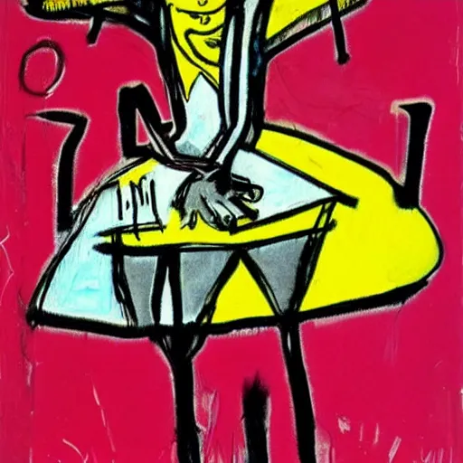 Image similar to alice in wonderland by basquiat