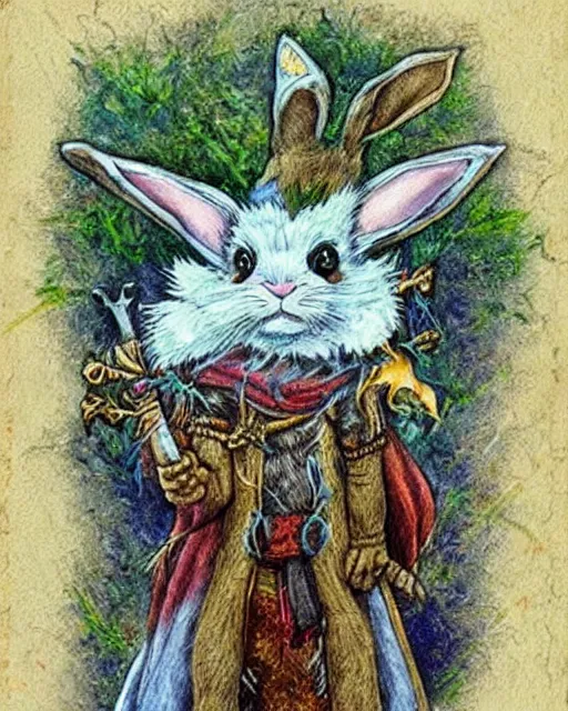 Image similar to a mystic rabbit druid mage. highly detailed