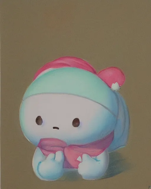 Image similar to cute, pastel painting of cinnamoroll, sanrio