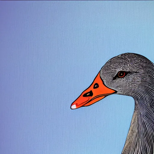 Image similar to portrait of an ethereal greylag goose made of blue and red light, divine, cyberspace, mysterious, dark high-contrast concept art