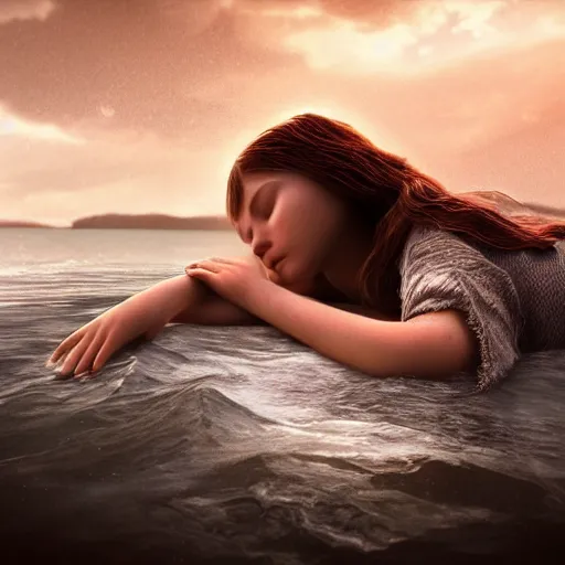 Prompt: a girl sleeping in the ocean, an epic fantasy, dramatic lighting, cinematic, establishing shot, extremely high detail, photorealistic, cinematic lighting, concept art, hdri, 4k -