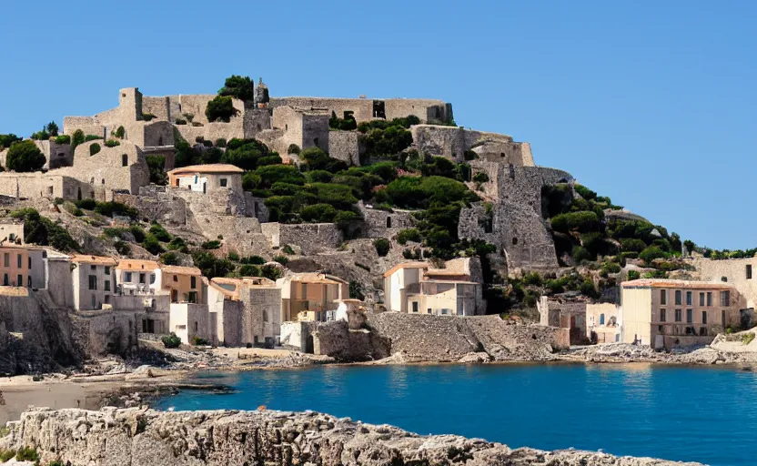 Image similar to ancient corsican city on white cliff