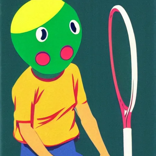 Image similar to a tennis ball monster illustrated by hiroshi nagai