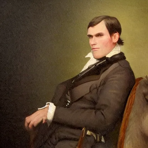 Image similar to An early 1800s oil painting of Jerma985 in the early 1800s, grainy, realistic, very realistic, hyperrealistic, highly detailed, very detailed, extremely detailed, very neat, very epic, very cool, detailed, trending on artstation