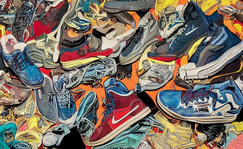 Prompt: sneakers, comic book art, detailed