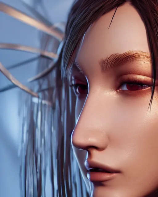 Prompt: a highly detailed metahuman 8 k close up render of bella hadid in yoshitaka amano style trending on artstation made in unreal engine 4