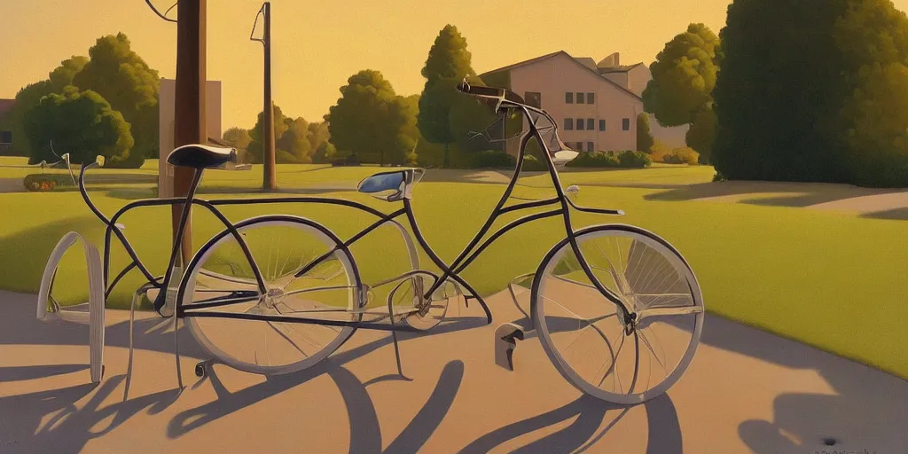 Prompt: lost bike, summer evening, kenton nelson