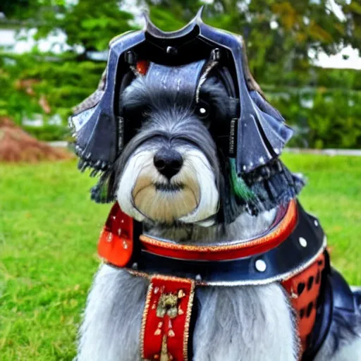 Prompt: A Samurai Schnauzer in armor