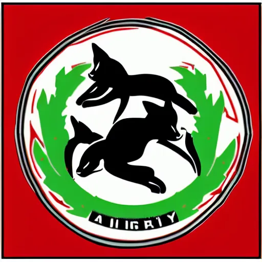 Image similar to military logo that involves foxes, white and red color scheme