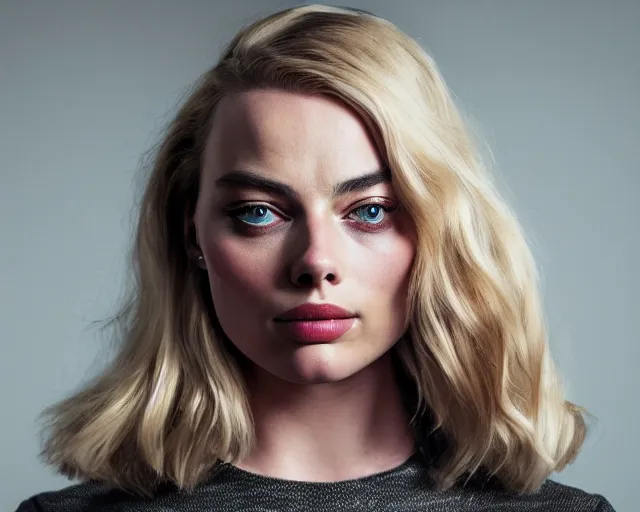 Image similar to a mix of margot robbie and scarlet johansson, hyper realistic face, beautiful eyes, cinematic, long shot, hyper detailed, 8 5 mm photograph, 8 k resolution, film still, sharp lens, wide lens