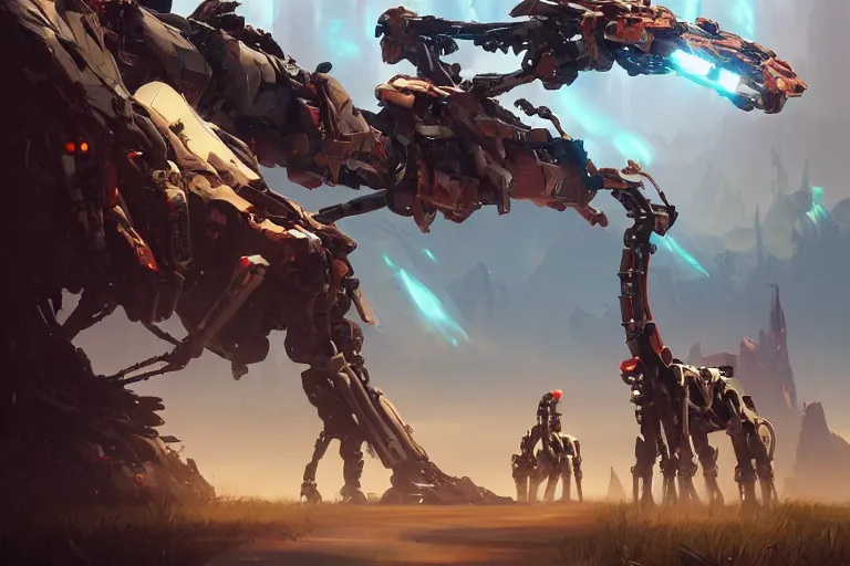 Image similar to longleg machine mecha animal beast robot of horizon forbidden west horizon zero dawn bioluminiscence, behance hd by jesper ejsing, by rhads, makoto shinkai and lois van baarle, ilya kuvshinov, rossdraws global illumination