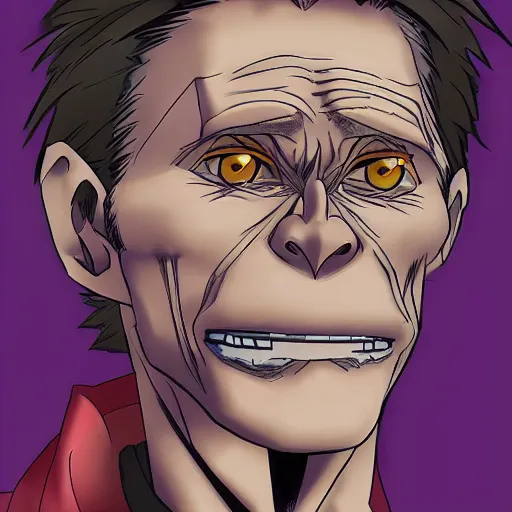 Image similar to willem dafoe anime style