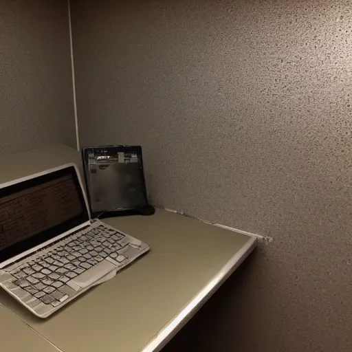 Image similar to an office cubicle covered in mud