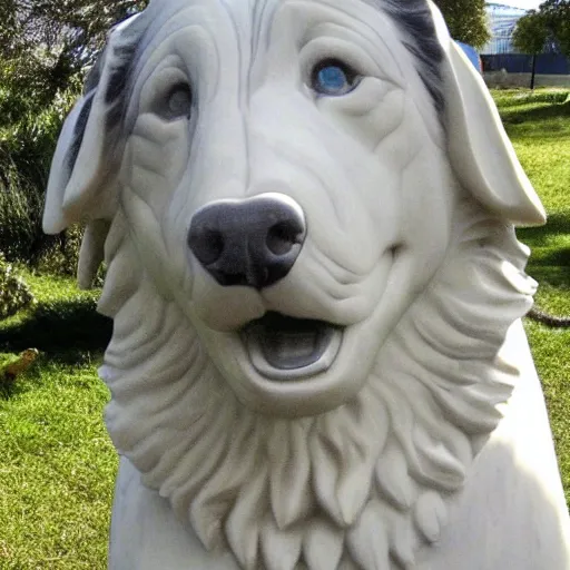 Image similar to photo of marble statue of an australian shepherd