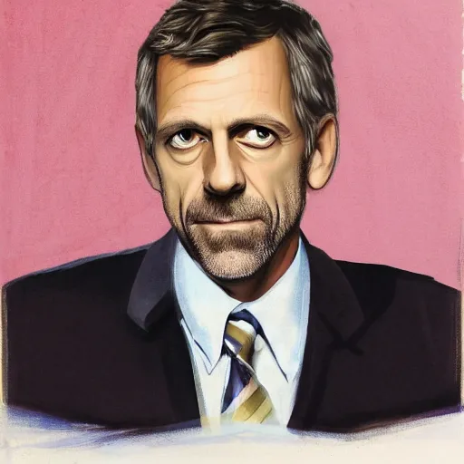 Image similar to Dr. House staring at the camera, portrait