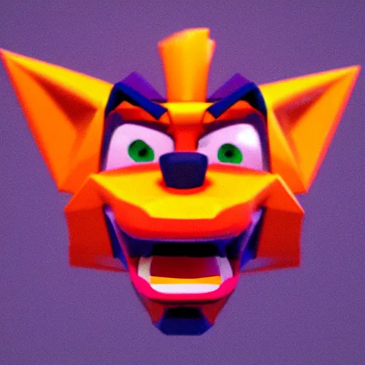 Prompt: low poly crash bandicoot, 3D model, artstation, bright colors, orange tones, high saturation