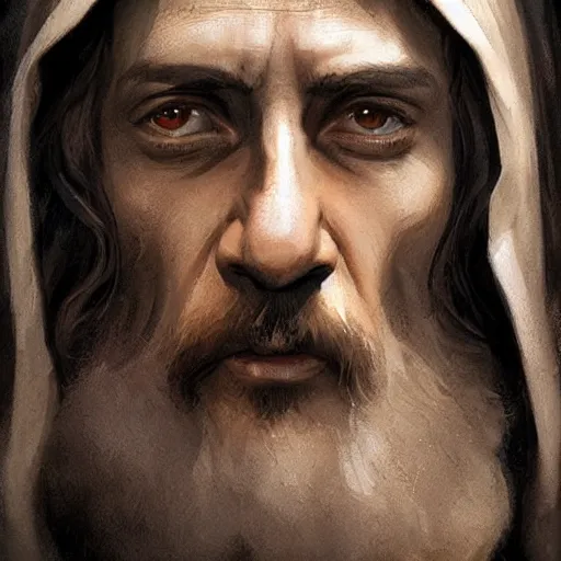 Image similar to jesus christ hiper realistic face, in the greg rutkowski style, king of jewish