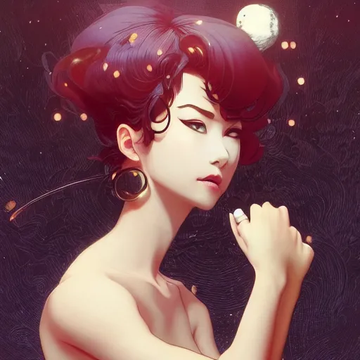 Image similar to Hotaru from the TV series Sailor Moom, fantasy, portrait, sharp focus, intricate, elegant, digital painting, artstation, matte, highly detailed, concept art, illustration, ambient lighting, art by ilya kuvshinov, artgerm, Alphonse mucha, and Greg Rutkowski