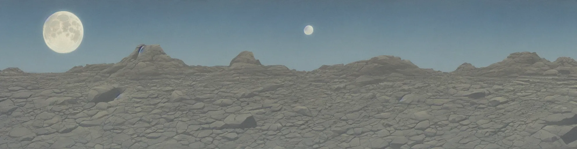 Image similar to Lunar Landscape, artwork by Ralph McQuarrie