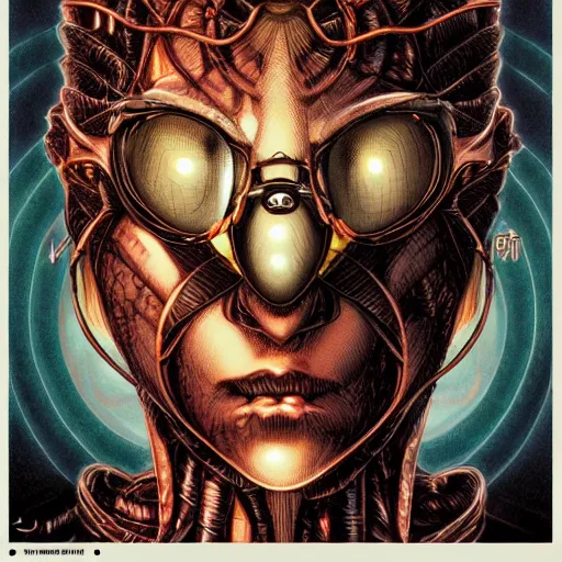 Image similar to portrait of dark wasp man, symmetrical, by yoichi hatakenaka, masamune shirow, josan gonzales and dan mumford, ayami kojima, takato yamamoto, barclay shaw, karol bak