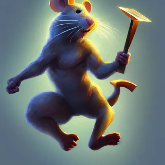 Image similar to warrior mouse leaps for floating crystal, Digital Painting, trending on Artstation, Pose Study, ultra detailed, award winning