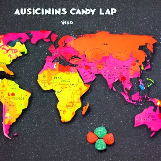 Image similar to accurate world map made of candy